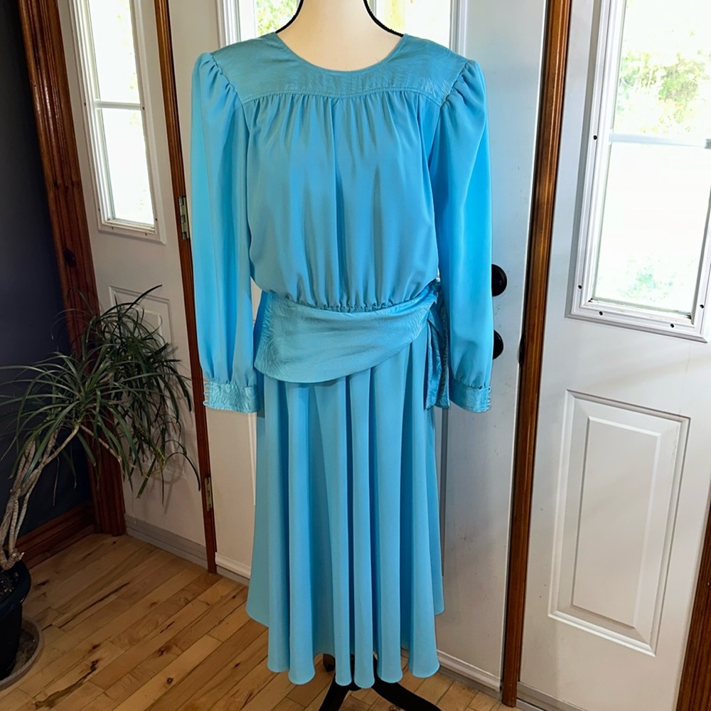 Vintage 80s Blue Party Dress
